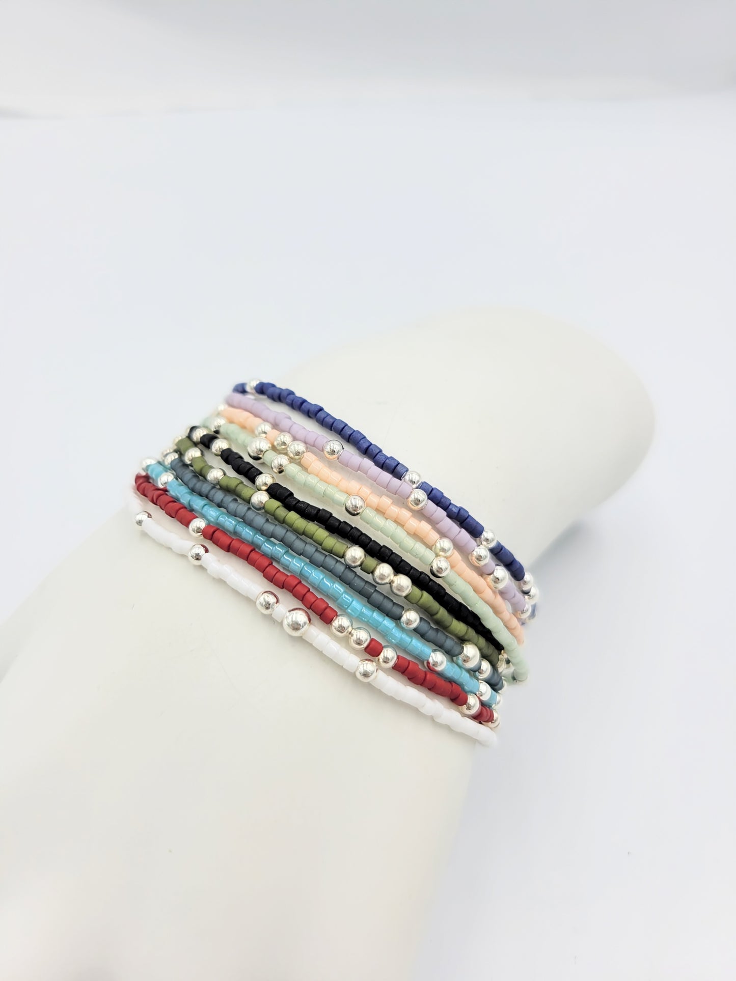Tiny Bracelets with Silver Beads