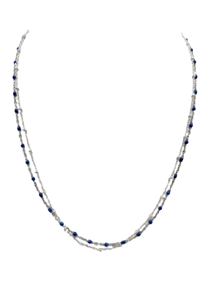 Sterling Silver Double Lay Necklace in Blue