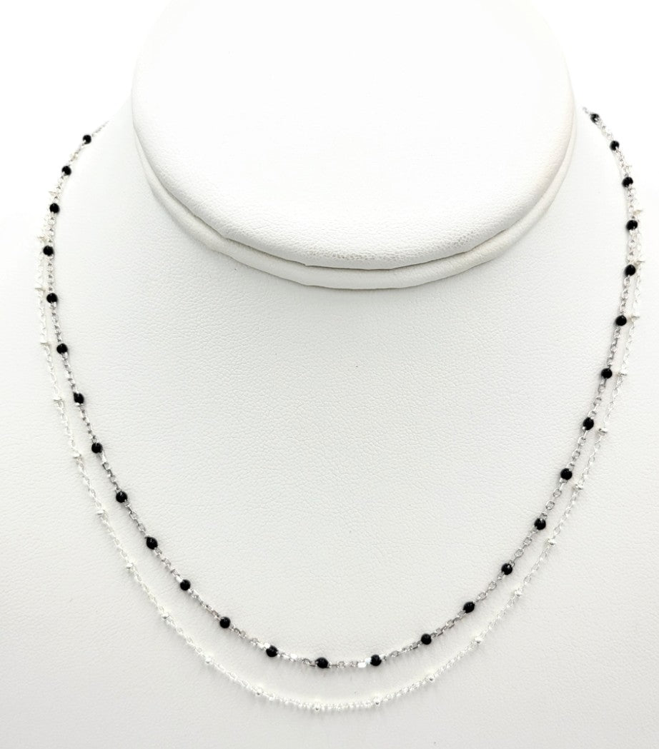 Sterling & Black Onyx Double Necklace